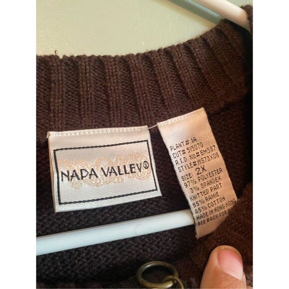 Napa Valley Vintage Patchwork Faux Leather Sweater Vest Brown Vegan 2X - Picture 4 of 5